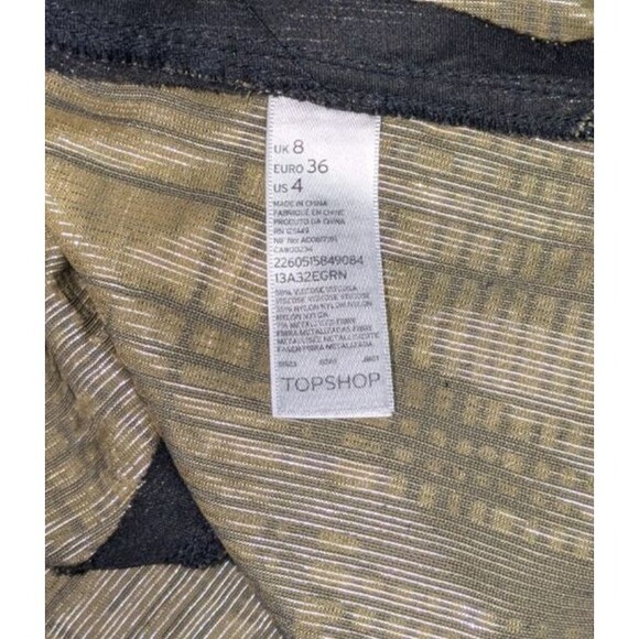 Topshop Tank 4 Women's Black Gold Velvet Trim Spaghetti Straps Vneck Going Out - Picture 5 of 5